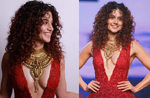 Taapsee Pannu burns the Internet in red dress with extra plunging neckline, See pic